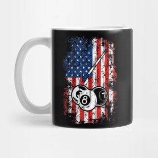 Billiards American Flag Cue Pool Balls Billiard Player Mug